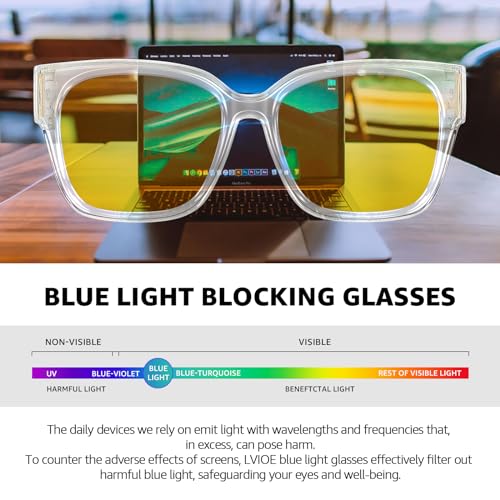 Image of LVIOE Anti Eyestrain Improve Sleep Women Blue Light Blocking Wear Over Glasses Men Oversized Square TR90 Eyeglasses BL7511Y
