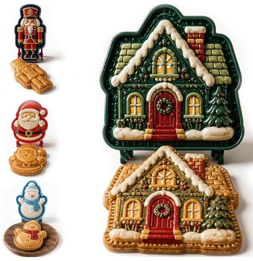 Christmas Mini Pie Molds Festive Patterns Food Grade Dough Press Cutter，House