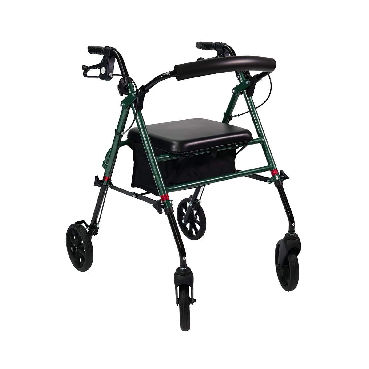 Rollator Standard - Anthrazit grün - faltbar und leicht mit Sitz - Aluminiumgestell - Nylontasche