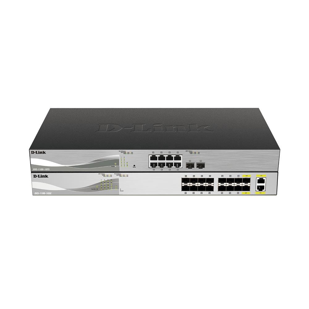 D-Link DXS-1100-16SC Switch Smart Web Manageable 16 Ports Gigabit 10/100/1000mbps - Idéal pour Entreprise Administration et Réseaux Gérés Gris