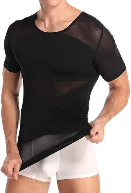 Joweechy Men Body Shaper Gynecomastia T Shirt Gym Undershirt Abs Abdomen Zipper Slimming Girdle Corset