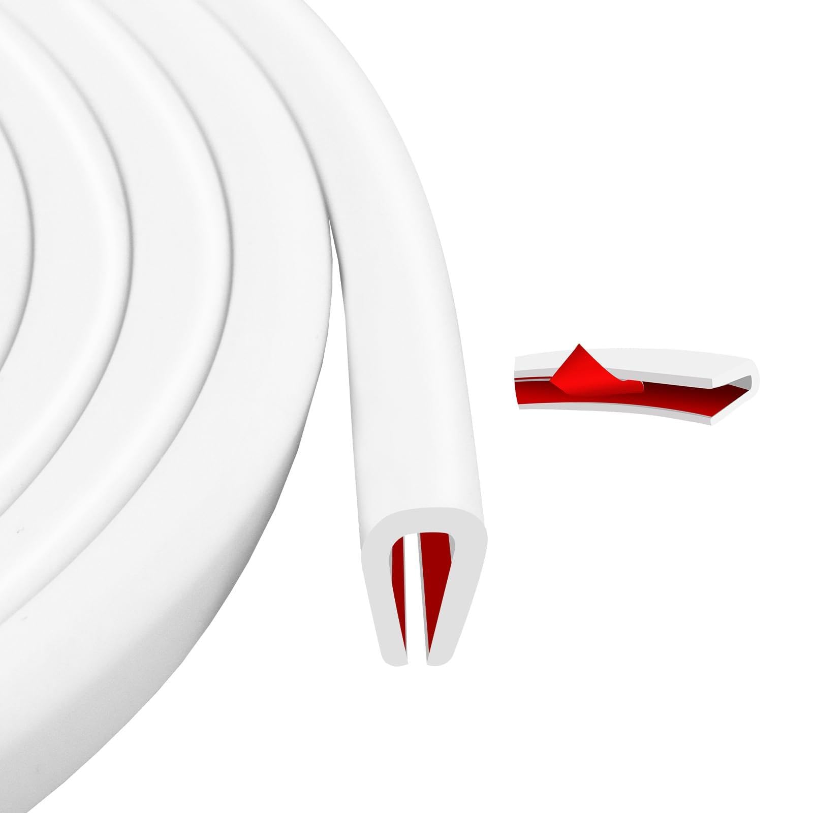 Rubber Edging Trim Self Adhesive U Shaped Rubber Sealing Strip White Car Door Edge Protector Strip for Door Trim, Windows, Metal Panels, Glass Panels (6m, 2mm)