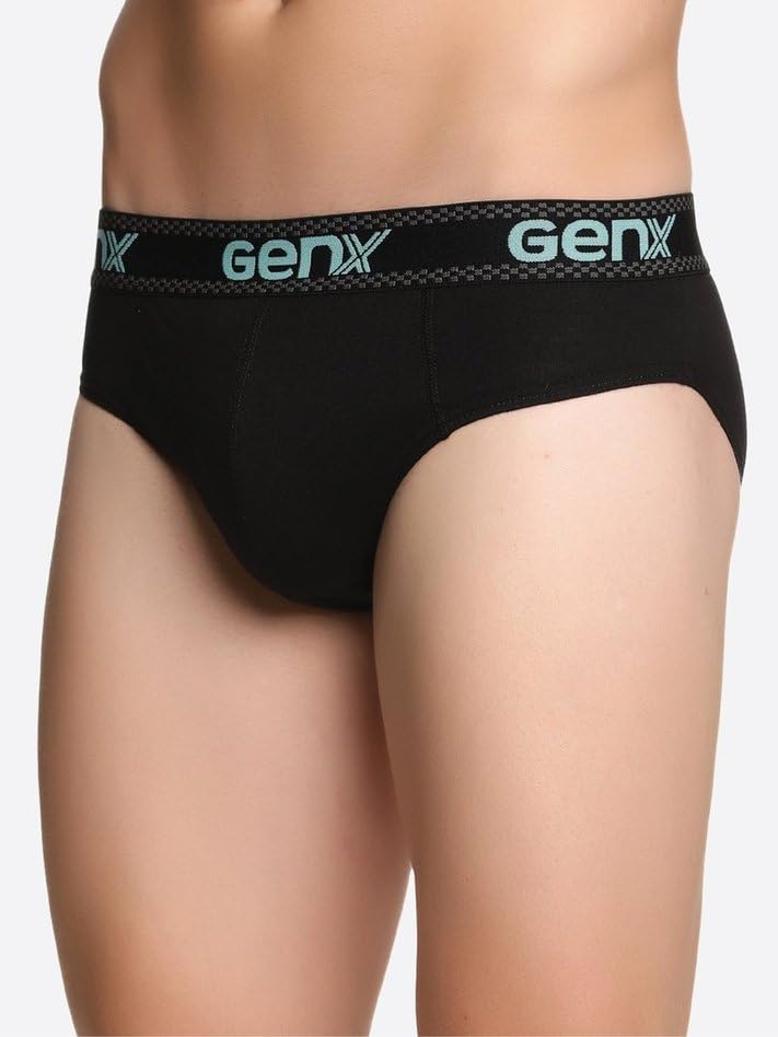Image of Genx Jazz Men's 100% Cotton Briefs with Comfortable Waistband(Pack of 3)(Colors&Print May Vary)