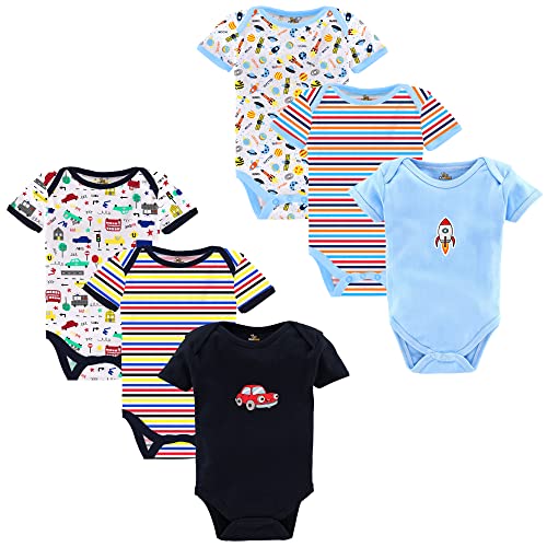 Image of Kidbee Newborn Baby Half Sleeve Cotton Sleepsuits /Half Romper /Bodysuit /Onesies (Set of 6)