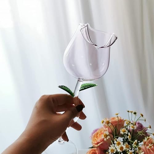 Miniatura 6 de 2 copas de vino rosa, copa de vino tinto creativa, copa de flor de rosa, copa de jugo de cóctel de vino para fiestas, cenas, bodas, festivales,