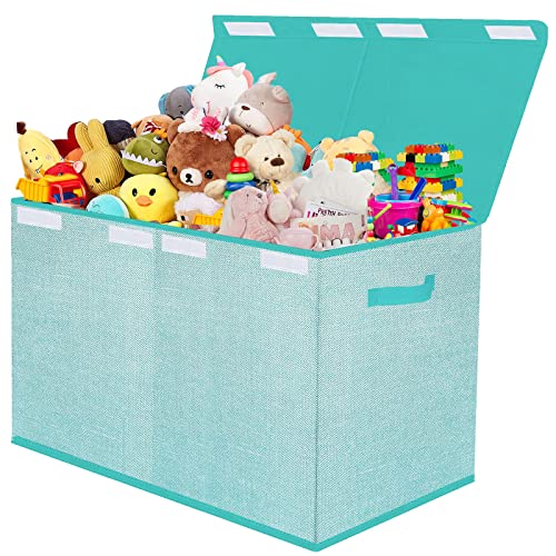 Pantryily Toy Storage Bins,Large Toy Box Chest With Lids,Foldable Stuffed Animal Toy Organizers And Storage With Sturdy Handles For Kids,Girls,Boys,Nursery,Playroom 24.5"X13"X16"(Green) #TOP7