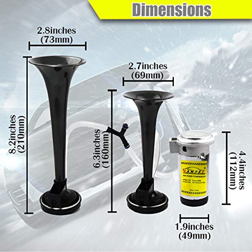 Gampro 12V 135Db Air Horn, Dual Trumpet Air Horn With Compressor, Super Loud Powerful Train Sound Shiny For Any 12V Vehicles Trucks Lorrys Trains Boats Cars Van #TOP2