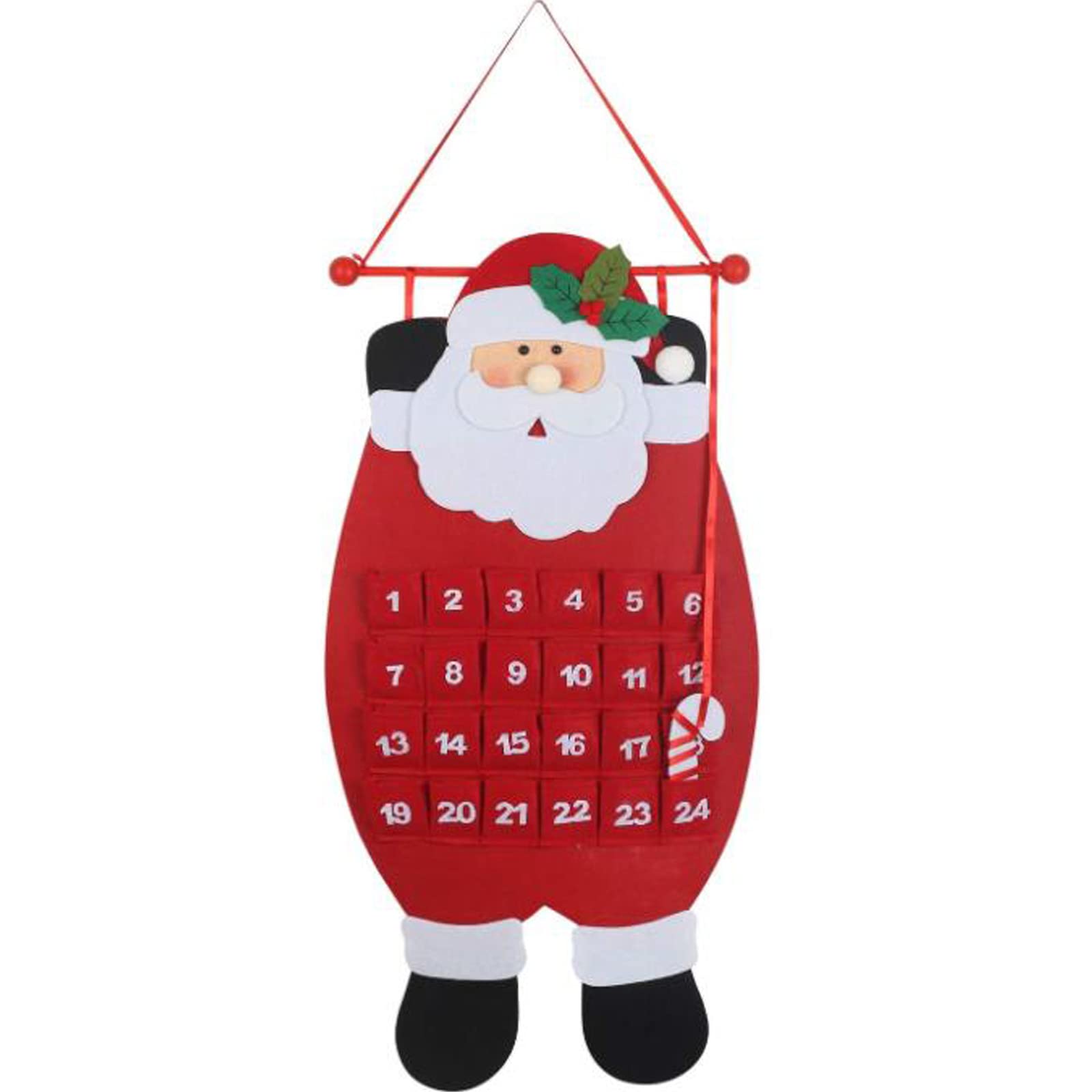 Santa Christmas Advent Calendar 2024 3D Felt Hanging Santa Advent Calendar Reusable Countdown to Christmas Calendar Santa Advent Calenda for Kids Christmas Decorations Gifts Xmas Countdown Calendar