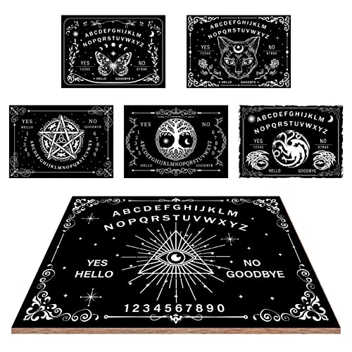 CREATCABIN Wood Spirit Board Pendulum Board Wooden Talking with Planchette Black Dowsing Divination Spirit Hunt Metaphysical Message Decor for Wicca 11.8 x 8.3 Inch-Eye - Image 4