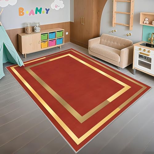 Moquette salon rouge jaune 90x150cm design moderne plat - 7