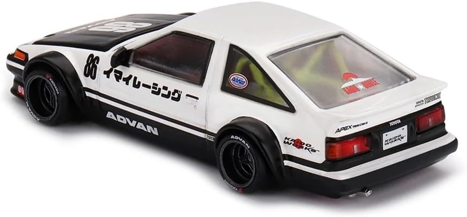 1:64 Diecast Model Car Compatible with Toyota AE86 Sprinter Trueno Kaido Street V1 White Limited Edition by Kaido House x Mini GT KHMG180