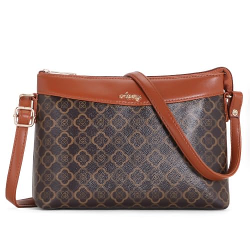Image of Apery Elegant Printed Sling Bag | Two-Tone Faux Leather Shoulder Purse with Adjustable Strap