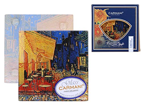 CARMANI - Sottobicchieri di vetro, tappetino di vetro Drink Mat con Vincent Van Gogh, terrazza del caffè di notte