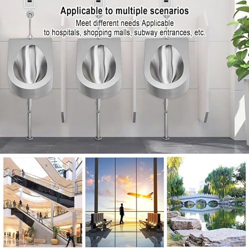 Urinario de pared de acero inoxidable con kit de drenaje completo para aseos 7