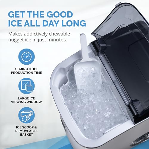 image for Newair Countertop Nugget Ice Maker, 26 lbs/Day Sonic Ice Machine in St