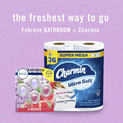 Febreze Bathroom Air Freshener, Odor-Fighting, Plug In Alternative, Air Fresheners for Small Spaces in Home, Bathroom, Kitchen, & Closet, Lilac & Watermelon Scents, 4ct (2 of Each Scent) - image 9