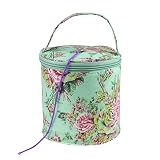 Mdoker mini yarn storage small size yarn bag for crocheting with holes,empty round knitting tote bags protable yarn holder,perfect for travel,beginner & crocheter(Green Peony)