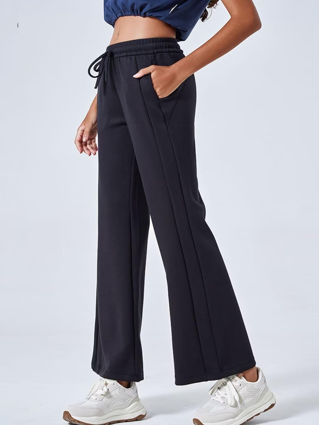 Women's Wide Leg Drawstring Elastic High Waisted Loose Sweatpants for Women with Pockets - Image 4