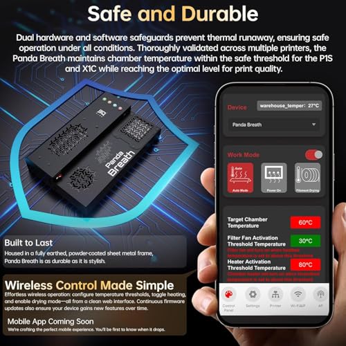 BIQU Panda Breath Smart Chamber Heiz- und Filterheizung zur Filamenttrocknung für 3D-Drucker der Modelle Bambu-Lab P1P, P1S, X1C, A1, Snap-maker U1, Voron2.4, Trident und VZBot Klipper