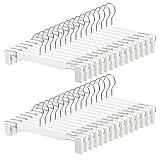 ZOUTOG Pants Hangers with Clips 30 Pack,Clothes Hangers with Clips Non-Slip 12.5 inch for Skirt Shorts Trouser & More with 360-Rotating Swivel Hook（White,Plastics）