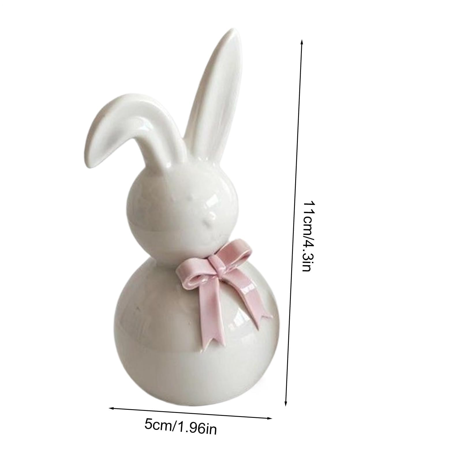 Statuetta di Coniglio in Ceramica con Scultura di Coniglietto Pasquale, Vacanze Primaverili Dipinta a Mano con Design a Fiocco | Decorazione Domestica Festosa per Soggiorno, Camera da Letto,