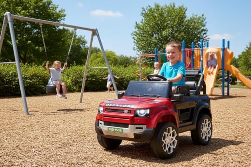 Image of Kids Defender car 4X4 Heavy Duty 12V Electric Ride On Car for Kids with Remote Control, Music and Light 1-7 Yrs Car Battery Operated Ride On (Red-Black)