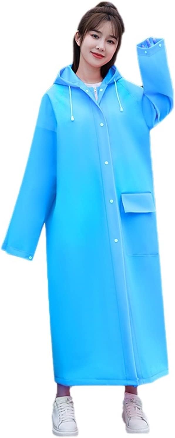 Rain Ponchos for Adults Reusable, Rain Coat Women Waterproof Portable EVA Raincoat Poncho Men, Reusable Rain Ponchos with Hoods and Sleeves Lightweight Raincoats
