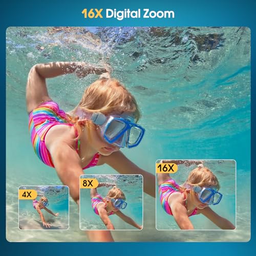 Image of 4K Underwater Camera, 16X Digital Zoom, 64MP 16FT Waterproof Digital Camera with 16GB Card, Autofocus Floatable Waterproof Camera with IPS HD Screen,