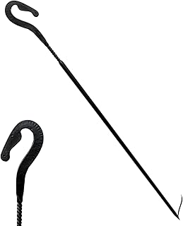 Hand Forged Horse Head Fire Poker 32 Inch Heavy Duty Metal Fire Stick for Fire Pit, Handmade Twisted Design Fireplace Poker for Campfire Wood Stove Firewood Log Coals Outdoor Indoor Fireplace Tools