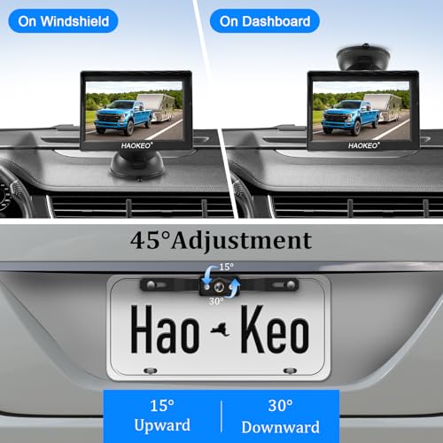 Image of Backup Camera for Truck 5 Inch 1080P Front Rear View Monitor kit Auto Color Image Night Vision, Plug & Play,IP69 Waterproof Grid Lines for Car /RV /Tractor /Semi-Trailers /Pickup H11