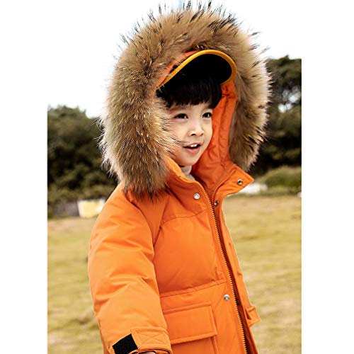 Kid Clothes Boys Thickened Winter Down Coat Boy's Faux Fur Trim Hood Kids Parkas Warm Outwear Winter Coat Skin Friendly (Color : Orange, Size : Small) #TOP6