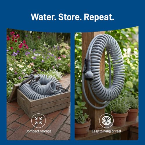 Orbit Coil Garden Hose, 25 ft, with 8-Pattern Nozzle, Gray - 26382 - image 7