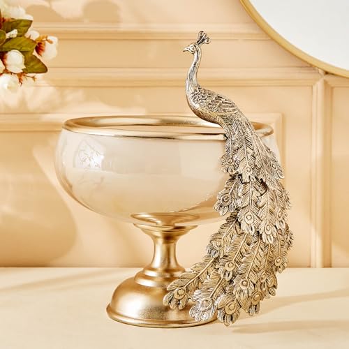 Image of Home Centre Eternity Vivere Glass Peacock Decorative Bowl