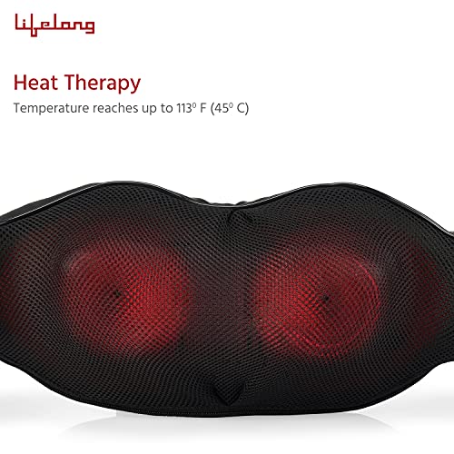 Image of Lifelong Neck Massager with Electric Heat Therapy Neck, Shoulder and Back Massager for pain and stress relief, Brown (LLM297)