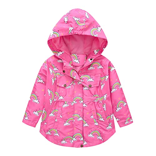 Toddler Girls Winter Windproof Coat Prints Hooded With Pocket Jacket Kids Outerwear Spring Coats for Girls