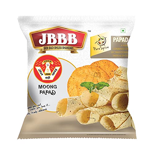 Image of JBBB Moong Papad Plain 400g Pack | Homemade Crispy Tasty Moong Daal Papad with Traditional Indian Spices | Crispy Indian Snacks Easy Digestive Rajasthani Snack for Lunch, Dinner & Daily Eating