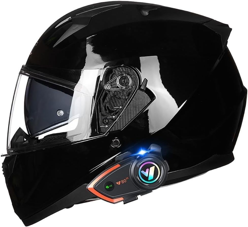 Casque de moto modulable Bluetooth L/XL avec double visière antibuée