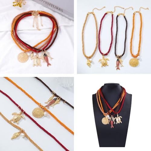Boho Beach Pendant Necklace Set Summer Colorful Layered Braided Cord Necklace Fashion Charm Multi Layer Rope Marine Animal Pendant Necklace Beach Holiday Party Jewelry2
