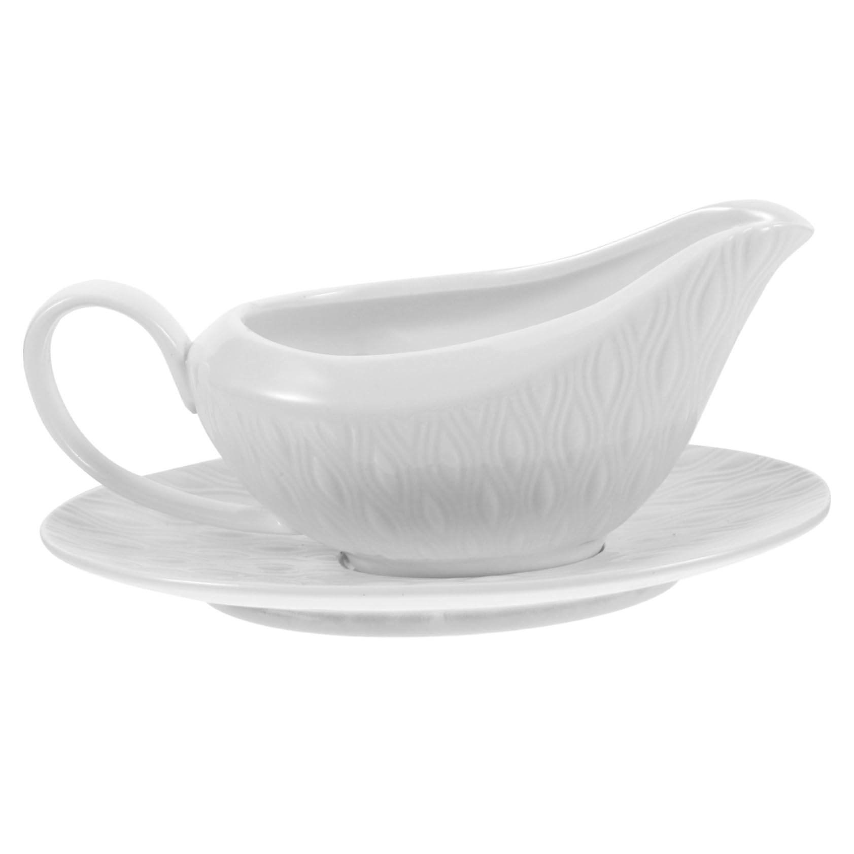 COLLBATH Milk Cup Juice Bucket Gravy Bowl Small Sauce Pitcher Gravy Sauce Boat Gravy Dispenser Gravy Boat with Handle Gravy Boat with Tray Salad Dressings Boat Condiment Bowl White Ceramics