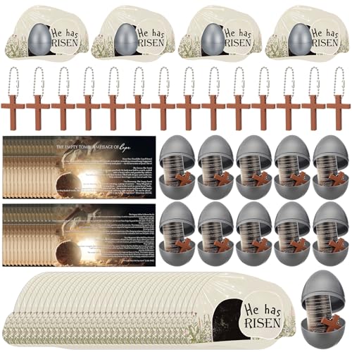 VioraWhite 36 Set/144 Pcs Empty Easter Tomb Eggs with He