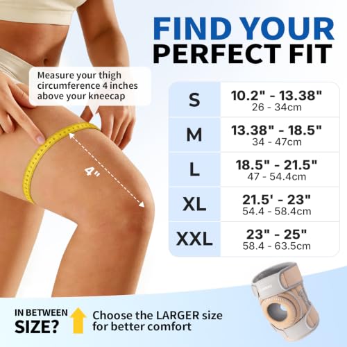 Image of CAMBIVO Knee Brace with Stabilizers, Gel Pad & Open Patella for Men & Women | Open Patella Stabilizer for Arthritis, Meniscus & ACL MCL Relief. Adjustable Compression for Running & Sports Recovery
