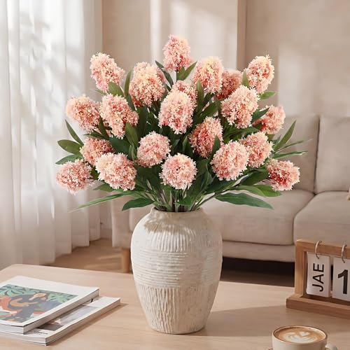 Image of 4 Pcs Artificial Flowers for Decoration, 23 Inch Faux Berry Stems Faux Skimmia Spray with Leaves Fake Flowers for Vase Home Table Floral Arrangement Wedding Decor(Pink,Yinyu Fruit)