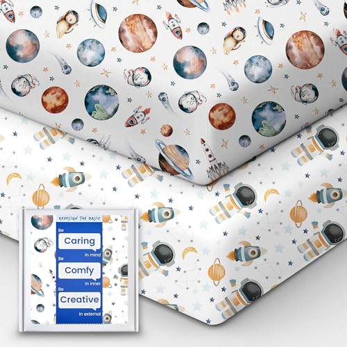 Image of Premium Fitted Baby Boy Crib Sheets for Standard Crib Mattress - Ultra-Soft Jersey Knit Crib Mattress Sheet, Safe and Snug, Durable, Stylish Crib Sheet, 28''x52''x9'' Extra Deep Pocket