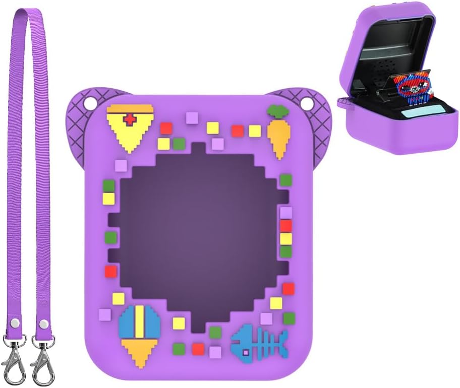 New Protective Case for Bitzee Pet game machine Console Silicone Protective Case Dust and Dirt Resistant Protective Case Virtual Pet Electronic Game Machine with Lanyard (Purple)