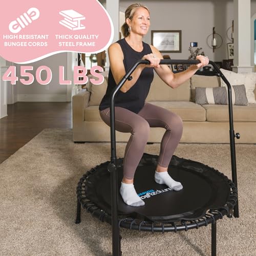 Jumpzylla Fitness Trampoline 40" or 48" | Foldable Mini Rebounder Trampoline for Adults with Bar | Durable, Quiet, Low-Impact Exercise Equipment for Indoor and Home Workouts (550 LBS Capacity) - Thumbnail 3