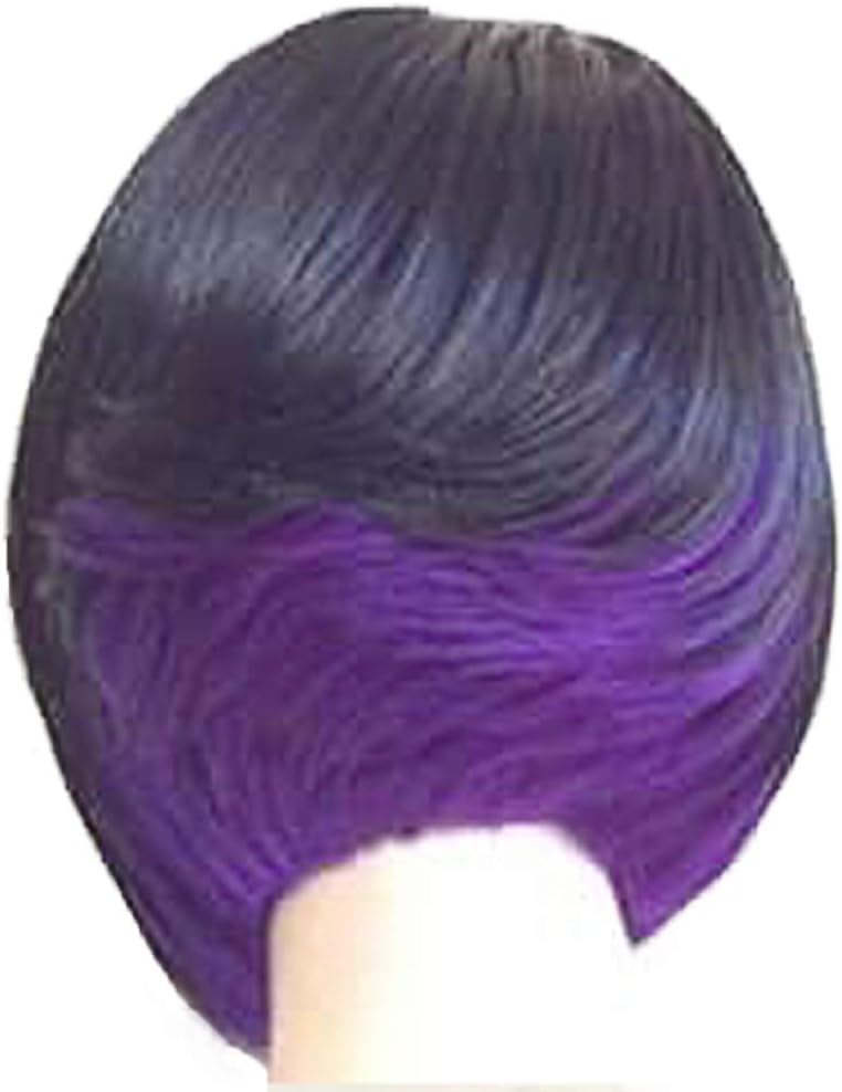 Fleurapance Short Super Natural Women's Bob style BoBo head Fashion Blonde Heat resistant Synthetic As Real Human ladies' Hair Wigs (Black+Purple)