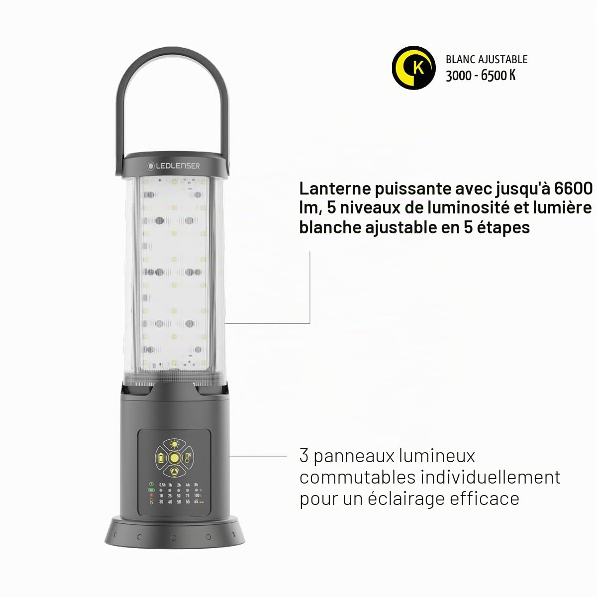 Ledlenser AL10R Work Lanterne de travail rechargeable 6300lm Éclairage 360° | Lumière blanche ou chaude, panneaux indépendants, portable ou sur secteur, fixation possible, pour les carreleurs, plombiers
