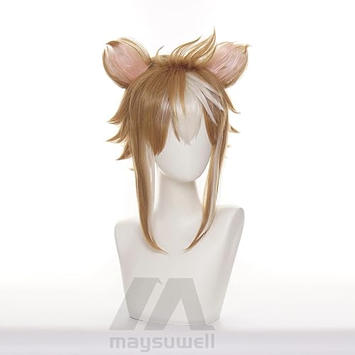 Miniatura 2 de Anime Cosplay peluca marrón blanco corto adulto peluca de pelo
