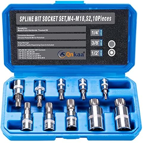 Qnkaa 10pcs Spline Socket Bit Set Cover