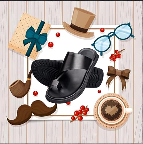 Men's Comfy Beach Slippers, Mens Stylish Summer Slip-On Breathable Foot Bunion Corrector Sandals, Retro Soft Orthopedic Flat Slippers, for Hallux Valgus, Heartwarming Men Birthday Ideas4